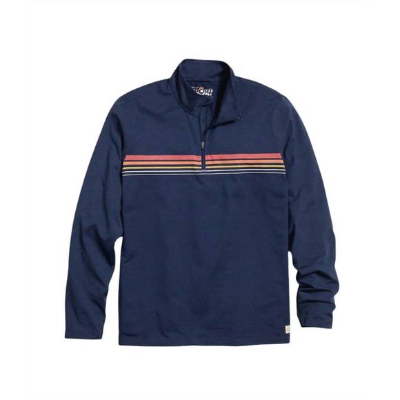 NEW MARINE LAYER striped quarter zip jacket in navy - Picture 6 of 6